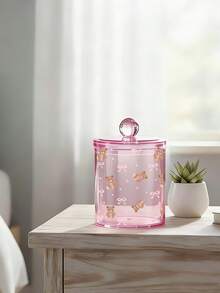 Hộp đựng tăm bông màu hồng họa tiết nơ, giá đựng tăm bông, hũ đựng tăm bông và chỉ nha khoa, hũ đựng bông tẩy trang bằng acrylic trong suốt, hộp đựng cọ trang điểm, hộp đựng mỹ phẩm, thích hợp cho gia đình, văn phòng, bàn làm việc, hộp đựng bông tẩy trang, hũ đựng đồ dùng phòng tắm, hũ đựng trong suốt, thích hợp để đựng tăm bông, bông tẩy trang, bông lau, chỉ nha khoa (Đo thủ công: Có sai số 1-2cm) - Nhiều màu - Xem 7