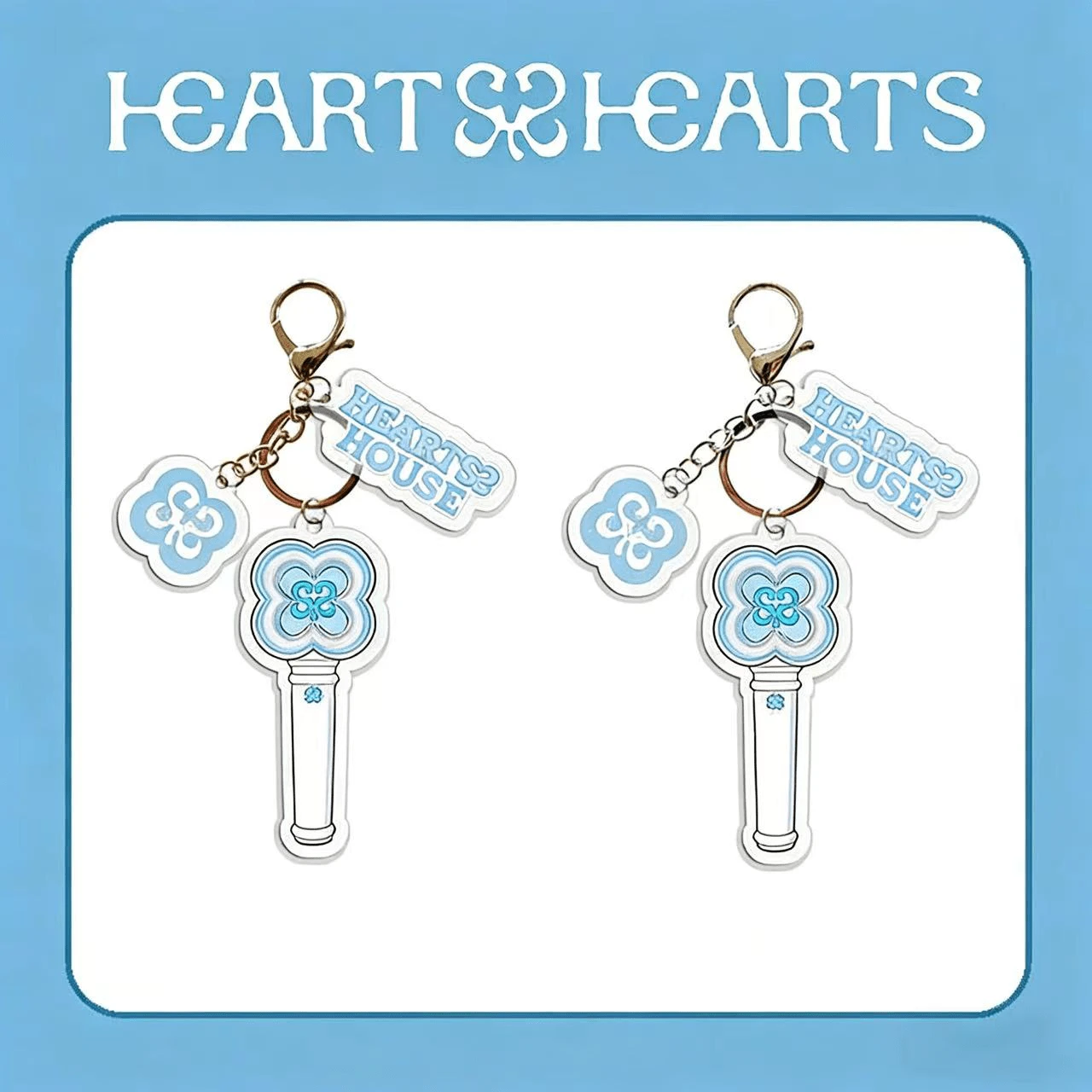 Móc khóa hình gậy phát sáng Hearts2Hearts, mặt dây chuyền acrylic, bộ 3 món, hàng hóa dành cho người hâm mộ H2H. - Nhiều màu - Xem 1
