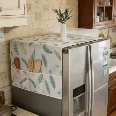 1 pieza Cubierta antipolvo para refrigerador, bolsa de almacenamiento para refrigerador y microondas, de material de tela, impermeable y a prueba de polvo, adecuada para refrigeradores de una o dos puertas