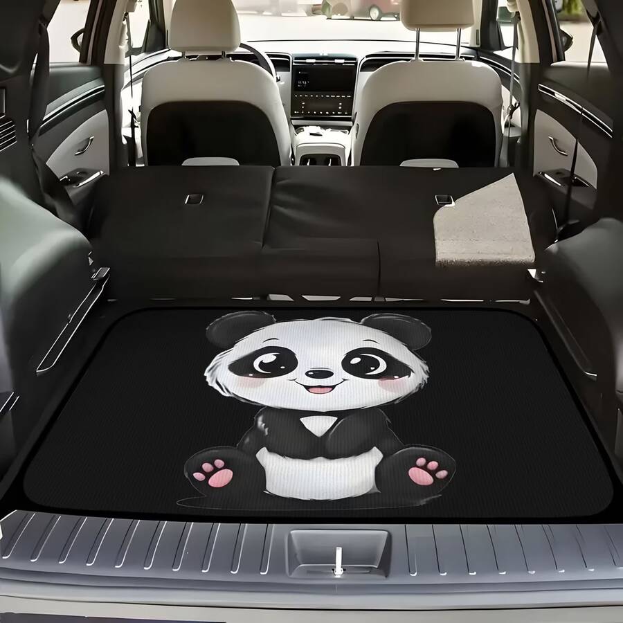 Chibi Panda Head Car Trunk Mat - Sturdy And Dust-Resistant Cargo Liner | Universal Trunk Protector - A - View 1