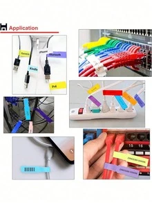 30-150 etiquetas para cables - Material de PVC resistente al agua y al desgarro, colores aleatorios, compatibles con escritura a mano e impresora láser, etiquetas resistentes a los arañazos para organización de cables - Etiqueta - Ver 5