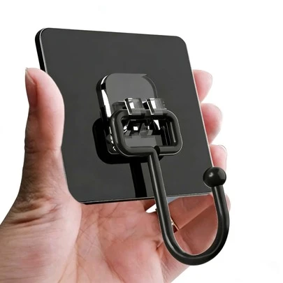 20/1pc Black Traceless Hooks Multifunctional Wall Strong Adhesive Hook Clothes Hook Bathroom Kitchen Accessories
