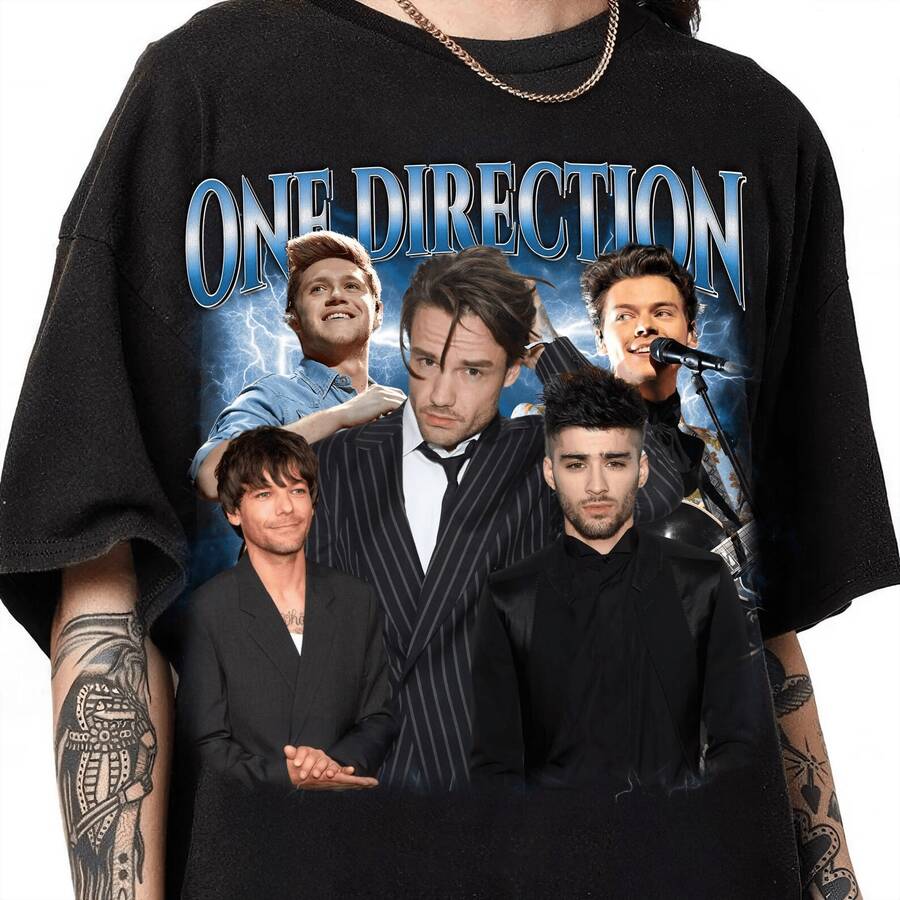 One Dire Ction Band Shirt 1D Fan Gift Tee - màu đen - Xem 1