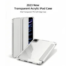 兼容 iPad 翻盖保护套，兼容 iPad A16 2025/Air 11/13 M3 2025/Mini 7 A17/Pro M4 2024/Air M2 2024/Pr 11/13/1.9/第十代/Air 4/5/Mini 6/7/8/9/10.2，以及三星平板电脑，智能睡眠/唤醒三脚架，高清透明后盖，防弯折保护，高级灰色，适合办公、学习和日常使用。 - 灰色 - 查看 3