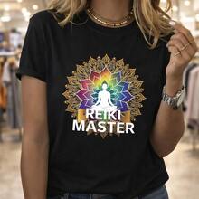 Camiseta de algodón para mujer con estampado de Maestro de Reiki. Camiseta espiritual para yoga y meditación, ideal para uso diario o como camiseta conmemorativa para amigos o seres queridos. También adecuada como suéter. Entrega rápida. - Negro - Ver 1
