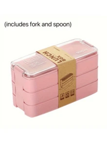 Bộ hộp cơm bento 3 trong 1, hộp đựng thức ăn 3 ngăn kèm dụng cụ, dùng được trong lò vi sóng và máy rửa chén, phù hợp cho bữa trưa, bữa ăn nhẹ, đi học và du lịch, đồ dùng thiết yếu cho năm học mới. - Nhiều màu - Xem 16