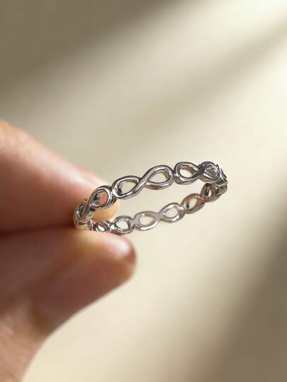 1pc S925 Sterling Silver Infinity Symbol Design Ring, Elegant Daily Wear Jewelry Gift For Her