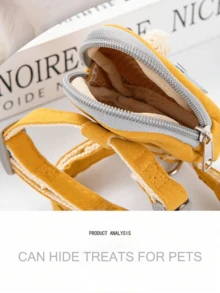 PETCHIC Cute Dinosaur Design Dog Harness Leash Set, Includes Backpack And Leash, Adjustable Soft Plush Material, Zipper Pocket, Suitable For Small Dogs & Cats, Non-Pulling, Pet Lover Birthday Gift & Pet Supplies - Multicolor - View 7