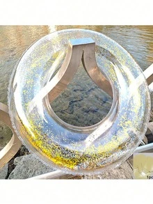 1 pieza Aro inflable de natación transparente con lentejuelas, Aro de natación de PVC cristalino grueso para debajo del brazo, Aro de natación transparente y lindo para adultos de gran flotabilidad, Liviano y portátil, Colchoneta flotante y tubo flotante - transparente - Ver 12