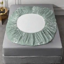 4-Pieces Or 3Pieces Natural Botanical Print, Home Bed Sheet Set, (14" - 17") Deep Pocket,Room Deocr Soft Breathable Cooling Bedding Set, 1 Flat Sheet, 1 Fitted Sheet, 1/2 Pillowcases,Twin: 3Pcs, Full/Quen/King: 4Pcs, Relaxing Nordic Style Bed Sheets For Room Decor & Ideal Gift - 綠色 - 查看 7