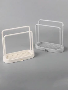 1pc White /Grey Kitchen Sink Rack Tray Organizer Stand,Kitchen Countertop Rust Proof Sink Accessories ,For Sponge, Dish Cloth, Rag, Brush, Scrubber Storage Holder. - View 5