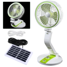 1pc 18" E-Nergy-Saving Waterproof Sturdy ABS Solar Powered Fan, Modern Compact Style White Green Adjustable Tilt Portable Fan With USB Charging, Solar Panel & LED Lighting, Perfect For Home, Office, Travel, Camping, Emergency Use & All-Year E-Co-Friendly Cooling Needs - 其他 - 查看 1