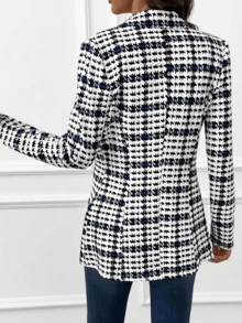 Áo blazer kẻ caro thanh lịch, áo blazer tay dài đa năng phù hợp mặc hàng ngày. - Nhiều màu - Xem 2