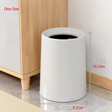 Minimalist Nordic Style Beige Large Capacity Trash Can, Suitable For Home, Living Room, Bedroom, Bathroom And Toilet. Double-Layer Storage Design, Thickened Plastic Material, Suitable For High-End Aesthetic Trash Can In Kitchen And Office. Mother's Day Celebration - White - View 6