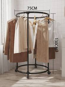 1pc Thickened Rotary Clothes Hanger Rack, Floor-Standing Drying Rack With Wheels, Easy Clothes Storage And Display, Suitable For Home And Retail Spaces, Available In Gold, Black, White, Multi-Functional Metal And PP Rack With Wheels - Ideal For Rooms, Living Rooms, Balconies, Offices - Multicolor - View 9