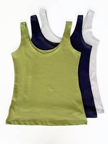 Kit Of 3 Stylish Women's Tank Tops, Blogger-Style, Premium Outfit For The Gym And Bodybuilding. - 綠色,灰色和黑色 - 查看 3