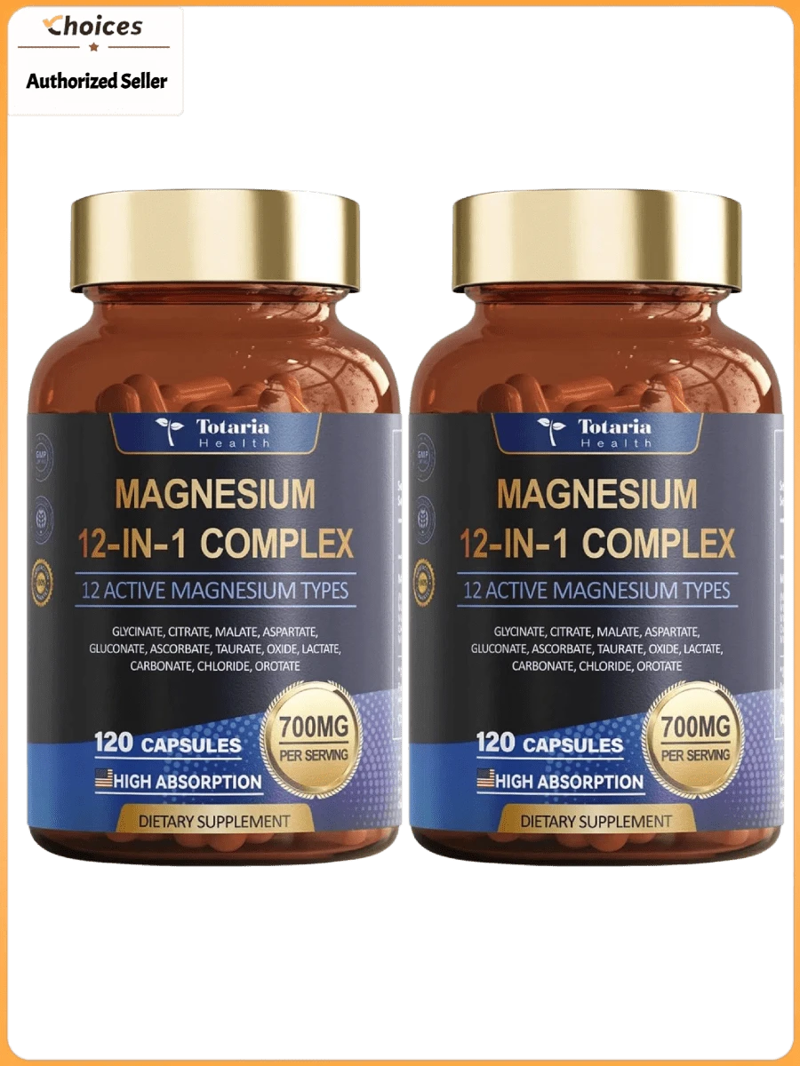 Magnesium Complex Capsules With Glycinate, Citrate, Malate, Taurate & Orotate | Multi-Source Magnesium Supplement | Vegan Non-GMO | 120 Count (2 Bottles) - 2 Bottles - 查看 1