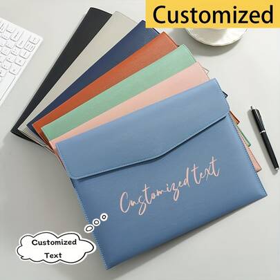 Customized A4 Folder With Snap-Lock Mechanism - Personalized Text, Large Capacity, Multi-Color Options For School, Office And File Organization, Stylish Briefcase, Office Supplies And Accessories