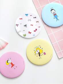 10/20pcs/Set Cartoon Round Compact Mirrors, Random Color & Style, High-Quality Portable Makeup Mirror, Lightweight Scratch-Resistant, Ideal For Dorm, Car, Girlfriend Gift - Multicolor - View 2