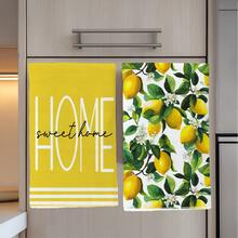 2 piezas Paños de cocina con estampado de limón, material de poliéster suave, paños de platos, adecuados para decoración de cocina, limpieza, decoración de fiesta festiva, artículos esenciales de cocina y baño, decoración del hogar, regalo de inauguración de la casa - Multicolor - Ver 9