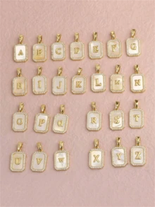 MECYLIFE 1pc Pearl Letter Necklace, Elegant Letter Pendant, Gift For Mom - Yellow Gold - View 2