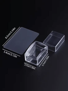 Set med fyrkantiga, transparenta silikonstämplar i nagelkonst (stämpel + skrapa), hög transparens, avtorkningsbar med alkohol, lämplig för stora stålplattor, rektangulär geléstämpel med skrapa och silikonstämpelhuvud - Multifärgad - Visa 8