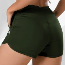 Acqua Bronze Kit 2 Shorts Suplex Drawstring Pocket Adjustable Women's Versatile Bath Sport Double Waistband Sporty Simple Casual - 軍綠色 - 查看 4