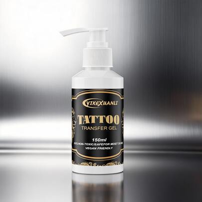 Tattoo-Transfergel – Alkoholfreie Formel, geschmeidige Anwendung für professionelle Tätowierer und Anfänger – Langanhaltende Tattoo-Aufkleber, Piercings, einfache Reinigung – Vegan-freundlich, hellbeige – 150-ml-Flasche, Tattoo-Zubehör, hautfreundliche Pflege, klare Kennzeichnung, hochwertige Inhaltsstoffe