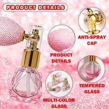 1个可填充粉色和金色闪粉喷雾瓶（DIY填充瓶），按压式香水喷雾瓶，便携式旅行喷雾瓶，3种瓶身设计，小巧轻便，方便携带，节日礼物 - 彩色 - 查看 3