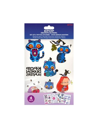 Netflix 4PCS KPOP Demon Hunters Officially Licensed Stickers Anime Character Decals Waterproof Durable Decorative Stickers For Festival Party Cosplay Concert Events Gift For Fans And Collectors