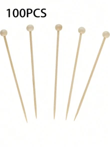 Conjunto de 10/100 palitos de bambu para coquetéis, ideais para aperitivos, canapés e coquetéis, perfeitos para festas, refeições informais, decoração de bolos, frutas, sobremesas, aniversários, casamentos e churrascos. Feitos de material natural. Cada palito contém 1 unidade. - Multicolorido - Ver 11