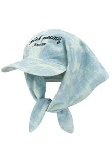 1pc Retro New Green Plaid Headscarf Hat, Sweet & Hot Girl Style Baseball Cap, Sun Protection For Spring/Summer - Multicolor - View 4