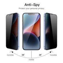 隐私全覆盖屏幕保护膜，兼容 16e、16/17/17Air/17Pro/17Pro Max/15/14/13/12/11，防窥钢化玻璃膜，全屏覆盖，兼容保护壳，包含 2 张防窥镜片膜，保护您的隐私 - 彩色 - 查看 2