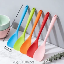 Bộ 2/4/6 chiếc thìa silicon chịu nhiệt màu xanh dương/đỏ/hồng/cam/xanh lá cây, loại lớn, chống dính, chắc chắn với cạnh cạo tích hợp – Dụng cụ nhà bếp dùng để nướng, trộn, lật. - 4 cái - Xem 7