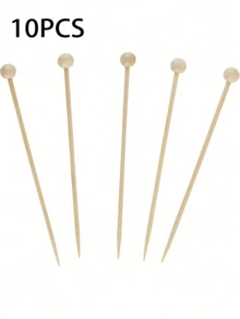 Conjunto de 10/100 palitos de bambu para coquetéis, ideais para aperitivos, canapés e coquetéis, perfeitos para festas, refeições informais, decoração de bolos, frutas, sobremesas, aniversários, casamentos e churrascos. Feitos de material natural. Cada palito contém 1 unidade. - Multicolorido - Ver 10