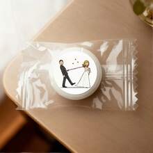 36/180 Pcs Stickers Featuring A Bride And Groom Pulling A Rope, Perfect For Anniversary Celebrations, Wedding Party Favors, Along With Candy And Envelopes - A - View 3