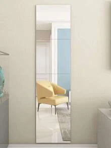 4pcs/Set Pmma Mirror Wall Stickers, Classic Square Room Decoration Stickers - Silver - View 4