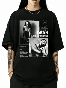 Tour 2026 Olivia Dean T-Shirt Olivia Dean Graphic Tee • The Art of Loving Live Music Shirt, T-shirt estiva casual con scollo rotondo e maniche corte - nero - Visualizzare 7