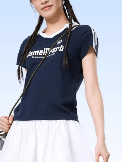 CAMEL CROWN Áo thun thể thao ngoài trời dành cho nữ, áo tay ngắn, áo polo thoải mái, thoáng khí, nhanh khô, phù hợp cho mùa xuân và mùa hè quanh năm.