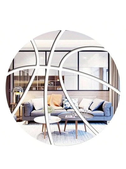 A Set Of Brightly Colored 3D Acrylic Basketball Shaped Mirror Stickers - Modern Style, Removable Wall Stickers, Suitable For Home Decoration In Living Rooms, Bedrooms, And Bathrooms - Easy To Use, Removable, And Reusable Wall Stickers Art