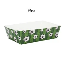 10 pezzi/20 pezzi/30 pezzi Vassoi di carta a forma di barca per alimenti, colore verde e bianco, decorazioni e forniture per feste di compleanno a tema calcio. Piatti, vassoi monouso per nachos, spuntino, dessert, cestini portaoggetti per decorazioni e gadget di feste a tema calcio/football - Multicolore - Visualizzare 7