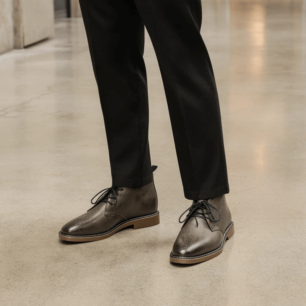 Men's Desert Boots, Classic Retro Derby Boots, Casual Commuter Ankle Boots - Grey - View 1