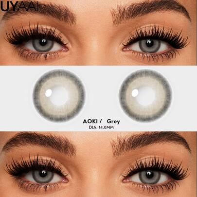  UYAAI Soft Gray 14mm 1-Year Disposable Lens Natural Clear Vibe 42% High Water Content Comfortable All-Day Wear Suitable For Daily Commute No-Makeup Light Makeup Dating Holidays And Fashion Looks