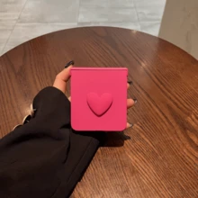 Luxury Minimalist 3D Hot Pink Heart Shape Phone Case Compatible With Samsung Galaxy ZFlip7 Z Flip6 ZFlip 5 Back Cover, Also Fits - Hot Pink - View 6