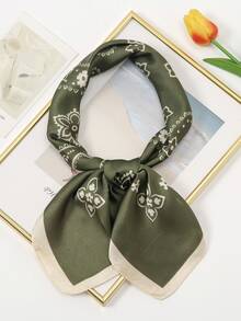 1pc Women's Vacation Cashew Flower Print Knotted Square Scarf - Multicolor - View 2