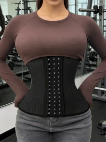 Ladies' Latex Waistband With Buckles, Sports Waist-Cinching And Belt-Tightening Belt, Tight Restraint Belt - Black - View 1