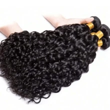 Natural Black Wet Wavy Hair Bun, Unprocessed Remy Human Hair Braided Hair Bun - Natural & Black - View 40