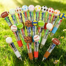 5pcs Multi-Sport Ball Shaped Ballpoint Pens (Football, Rugby, Basketball, Volleyball), 4-In-1 Multicolor Ballpoint Pens, Suitable For Office, Sports Enthusiasts, Back To School Gifts, Great For Football Parties, Party Favors, Office Supplies, Sports Themed Accessories, Fun Stationery, Smooth Writing, Plastic Pens, Writing Tools, Refillable Ballpoint Pens, Sports Fans, Office Employee Christmas Gifts - Sets - View 3
