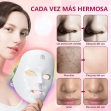 CASALIVA Máscara Led Facial De 7 Colores Dispositivo De Terapia De Luz Facial Terapia De Luz Roja Se Adapta A Todo Tipo De Piel Reduce Manchas Elimina Arrugas Másca - Multicolor - Ver 5