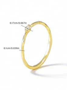 Flyleaf 1枚925纯银极简奢华18K镀金多层扭曲纹理人造锆石女士精致戒指，珠宝 - 金色 - 查看 10